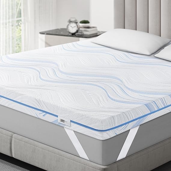BedStory Topper 140 x 200 cm H3 H4 made of 10 cm high gel cold foam hard mattress topper for bed box spring bed sofa bed caravan Oeko-Tex certified mattress topper with washable cover