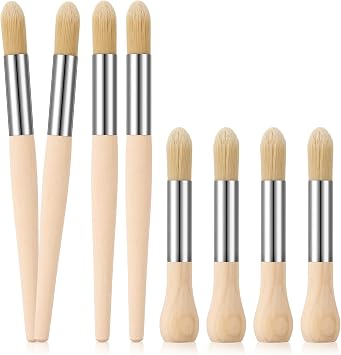 Sinload 8 Pcs Watercolor Paint Brushes for Kid Baby Toddler Jumbo Brushes with Chubby Wood Handles Easy to Grip Round Paintbrushes Non Toxic Vegan Bristles for Painting Art Supplies Craft Projects