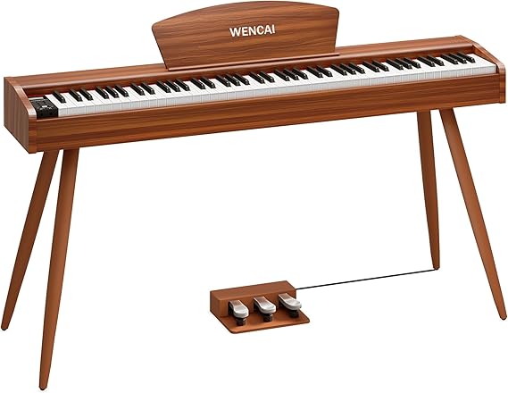 WENCAI Digital Piano 88-Key Fully Weighted Keyboard | Hammer Action Electric Piano, Full-Size Wooden Pianos for Beginner Professional Adults with Sheet Music Stand, Triple Pedal