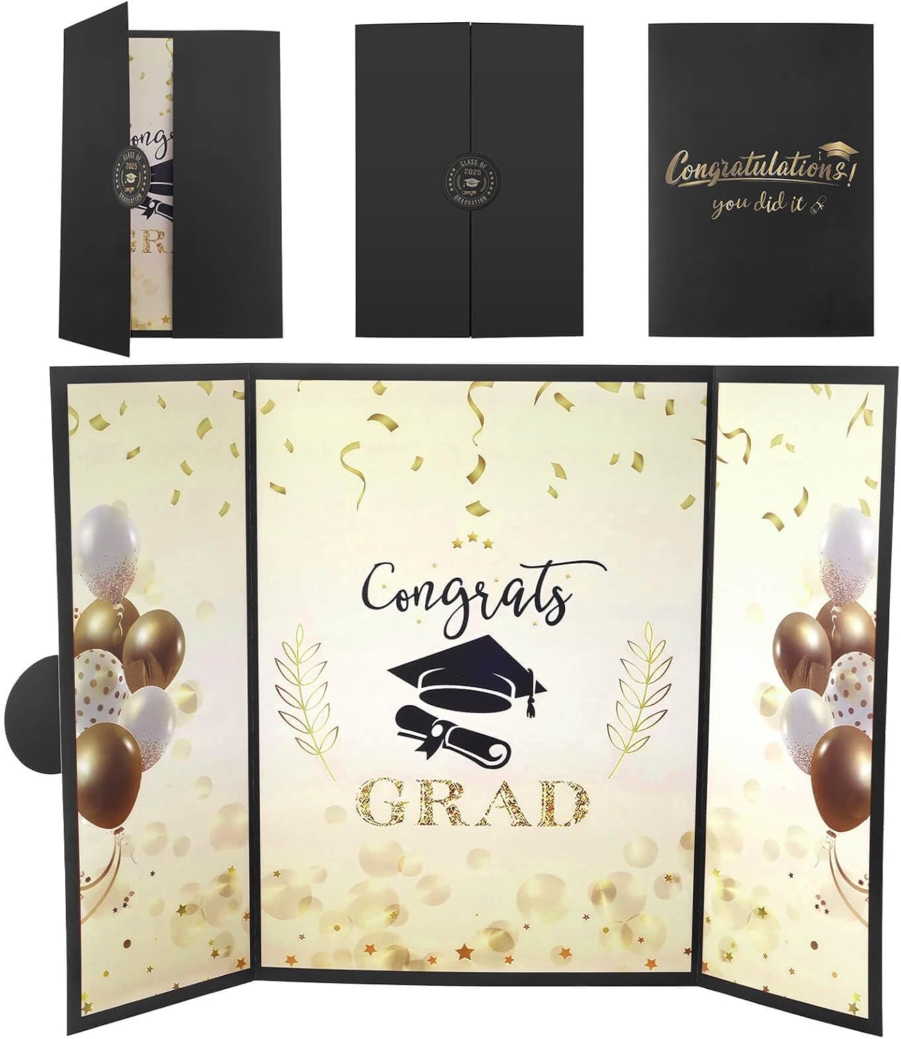 2025 Graduation Guest Book, Class of 2025 Graduation Decorations Signature Book Alternative Signing Card Board for College High School Congrats Grad Party Gift for Friends Black