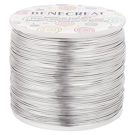 BENECREAT 20 Gauge 770FT Aluminum Wire Anodized Jewelry Craft Making Beading Floral Silver Color Aluminum Craft Wire for Flower Gardening, Gem Wrapping Jewelry Making