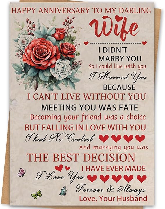 Anniversary Card for Wife,Anniversary Wedding Gifts from Husband