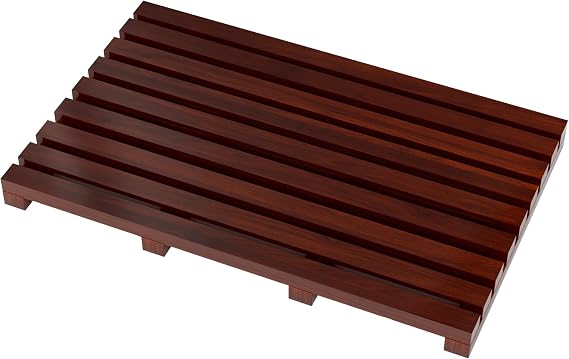 Luxury Wood Bath Mat - Non-Slip Waterproof Bathroom Mat for Shower, Sturdy Durable Floor Mat with Quick-Dry Design, Indoor/Outdoor Use, Modern Wooden Bathroom Carpet