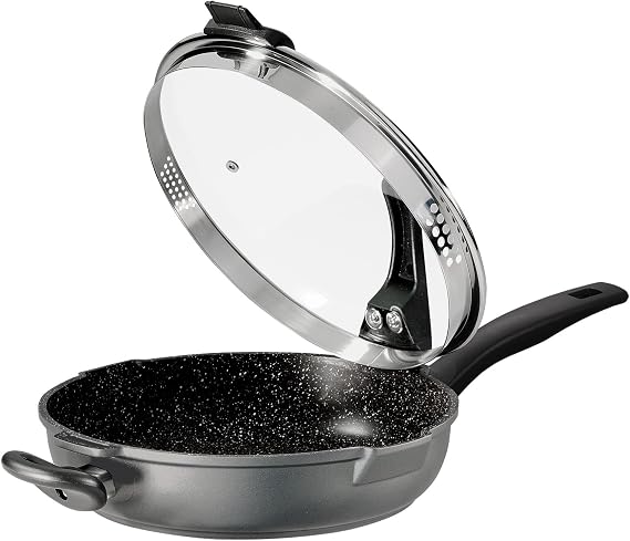 Stoneline Future 14723 Saute PaN 28 CM Die-Cast Aluminium with Siebglasdeckel Non-Stick Coating