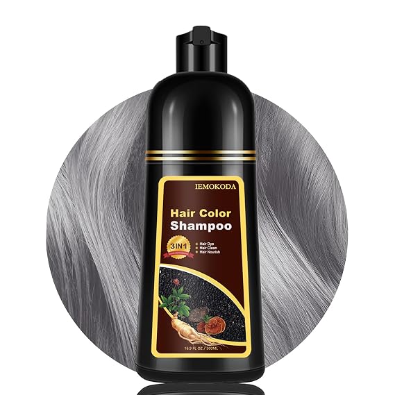 Silver Gray Hair Dye Shampoo, Instant Hair Color Shampoo, Colors in Minutes, Long Lasting Silver Hair Dye, Champu Para Canas