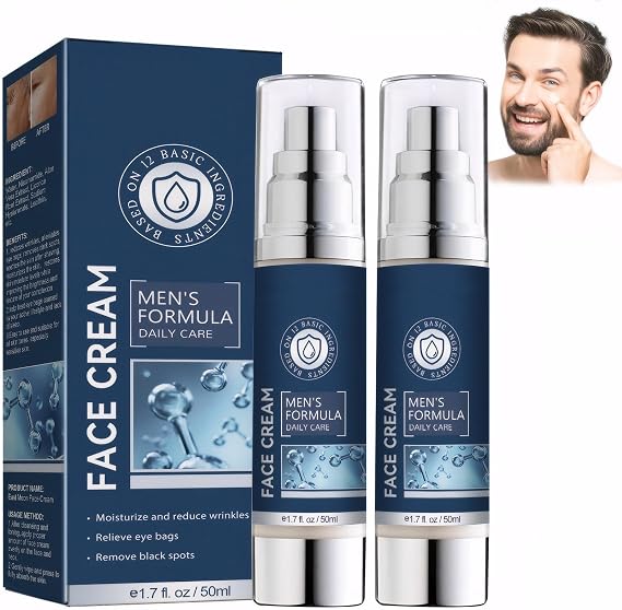 Belligern 6 in 1 Face Cream for Men Eye Bags, Mens Anti Aging Face Cream, Natural Moisturiser Organic Anti-wrinkle Face Neck Firming Cream (2 PCS)