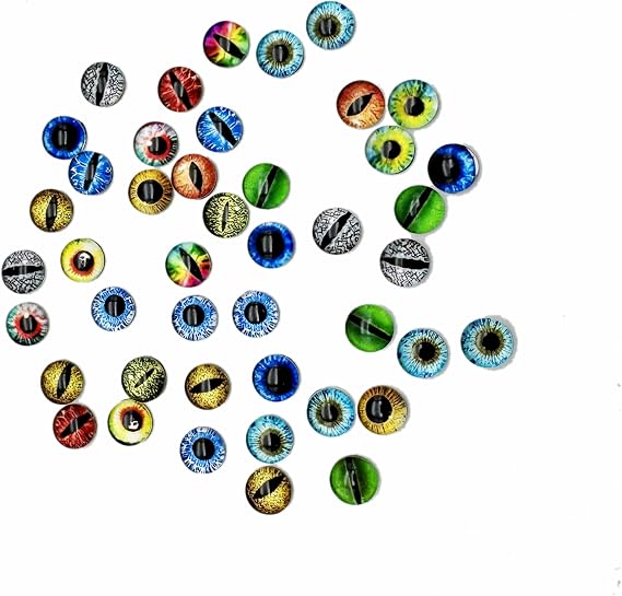 Julie Wang 100PCS 6MM Dragon Eye Glass Cabochons - for Artist Sculpture, Fantasy Crafting, Jewelry Making, DIY Art Supplies Tiny Size 0.24 inches