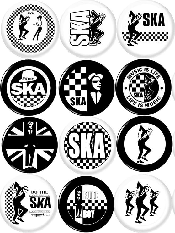 SKA x 12 NEW 1 inch pins buttons badge rude boy 2 tone skank dance specials punk ...