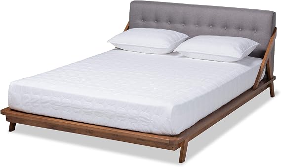 Baxton Studio Beds (Platform), King, Gray/Walnut