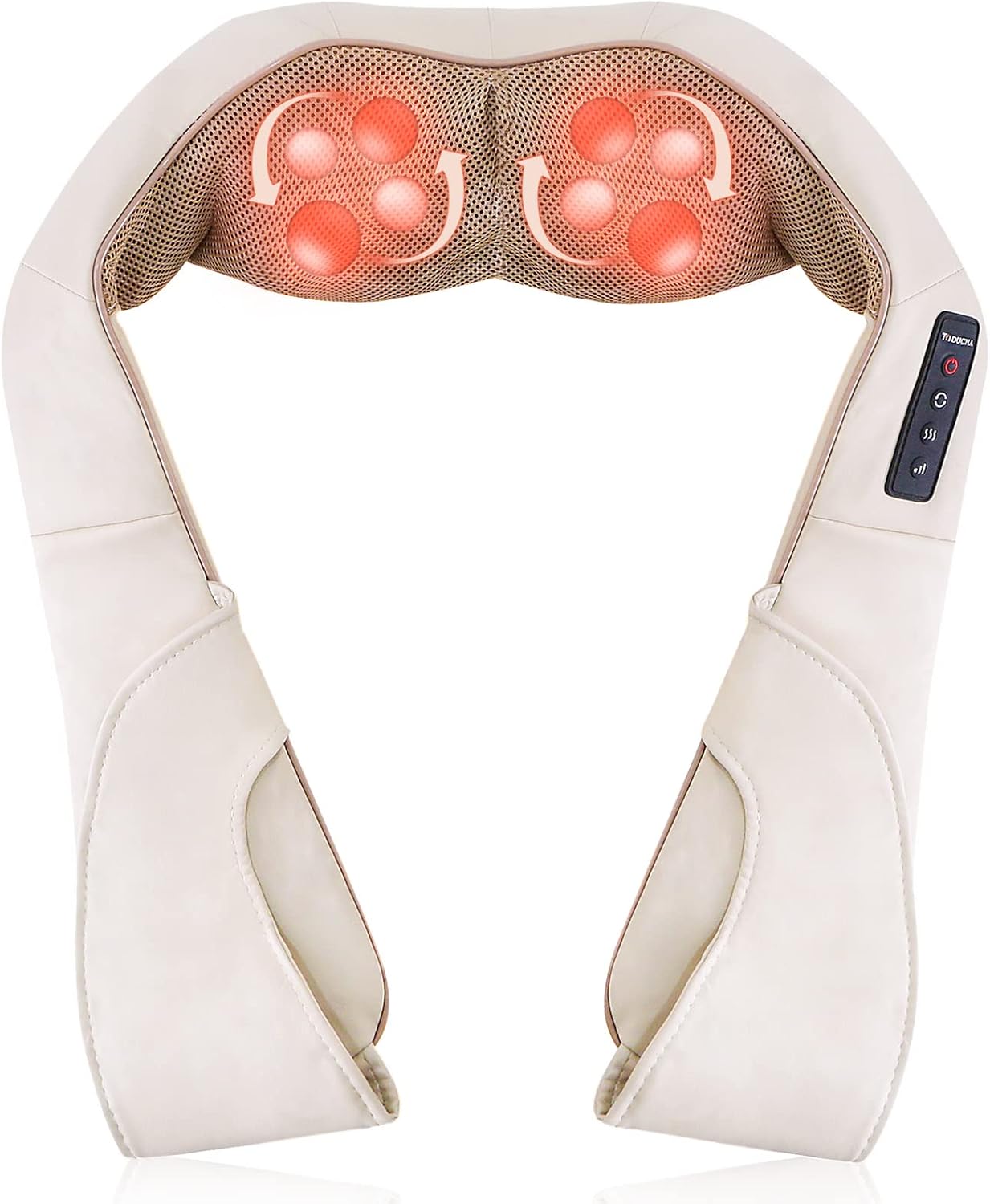 Shiatsu Back Neck and Shoulder Massager with Heat, Electric Massage Pillow with 3 Speed Adjustable, Deep Tissue Kneading Massager for Neck, Shoulder, Back, Waist and Leg Muscle - Home, Office, Car Use