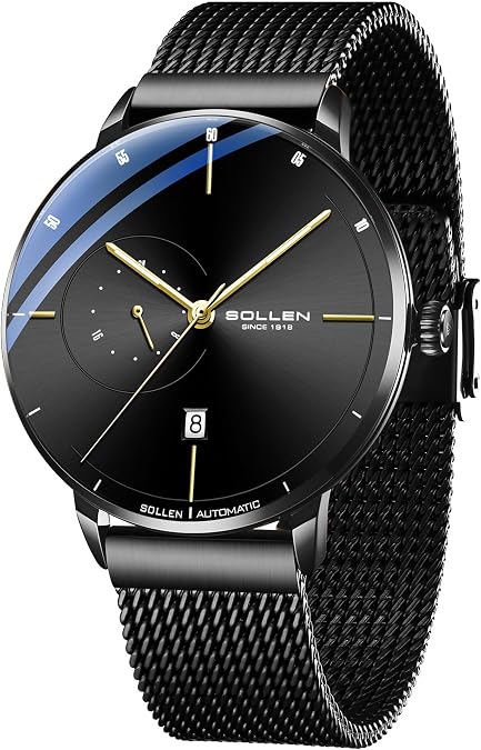 Automatic Watches for Men, Luxury Minimalist Men's Automatic Watch | Original Mechanical Movement,3ATM Water Resistant,Luminous Hands,Calendar & 24-Hour Display,Self-Winding Wrist Watch for Men