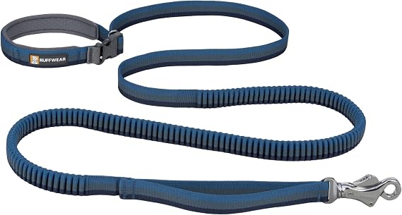 Ruffwear, Roamer Bungee Dog Leash, Orion Blue, 5.5'-7' | Swiveling Talon Clip, Padded Handle, HandsFree or WaistWorn Option, Shock-Absorbing Stretch, for Running, Biking or Hiking
