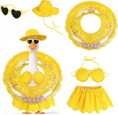 Summer Bikini Goose Outfit,Hawaiian Goose Outfit,Porch Geese Outfits,23 Porch Lawn Geese Statue Clothes for Outdoor Patio Yard Decoration