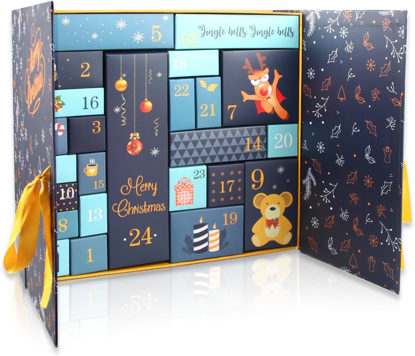 Christmas Advent Calendars 2023 – 24 Colorful Reusable Boxes for Filling, Advent Calendar Fillers for Kids & Adults, Perfect Christmas Gifts and Presents, Blue