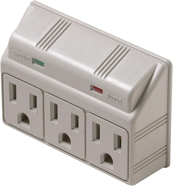 STEREN 3 Outlet Plug-in Surge Protector, 120V, 15 Amps, 1875 Watts, White
