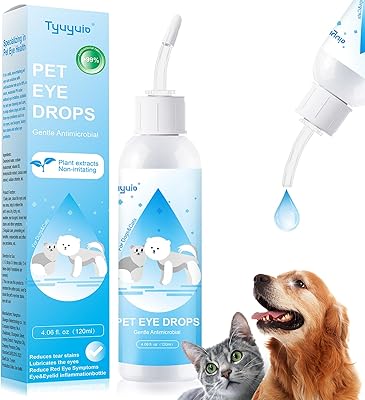 Eye Drops for Dogs and Cats,Soothe Eye Infections, Allergies,Relieves Dry & Red Eyes,Gentle Tear Stain Remover & Eye Wash Solution,Safe Formula for All Animals 4.06oz