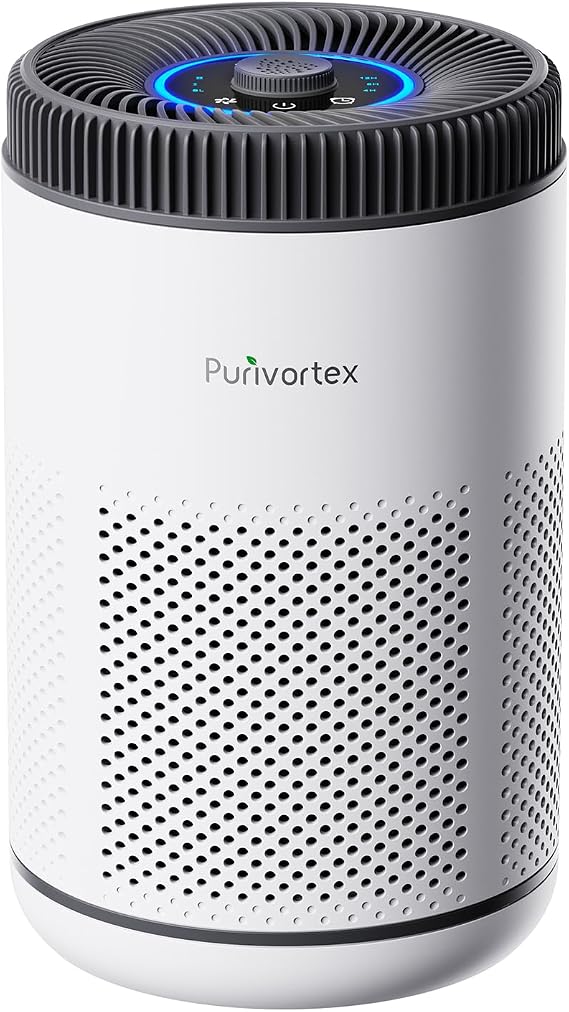 Purivortex Air Purifier for Bedroom, HEPA Air Purifier for Smoke, Dust, Pollen, Pet Dander, Odor & Hair, Quiet Portable Air Cleaner with Sleep Mode, Covers Up to 540 Sq Ft, AC300 Pro White