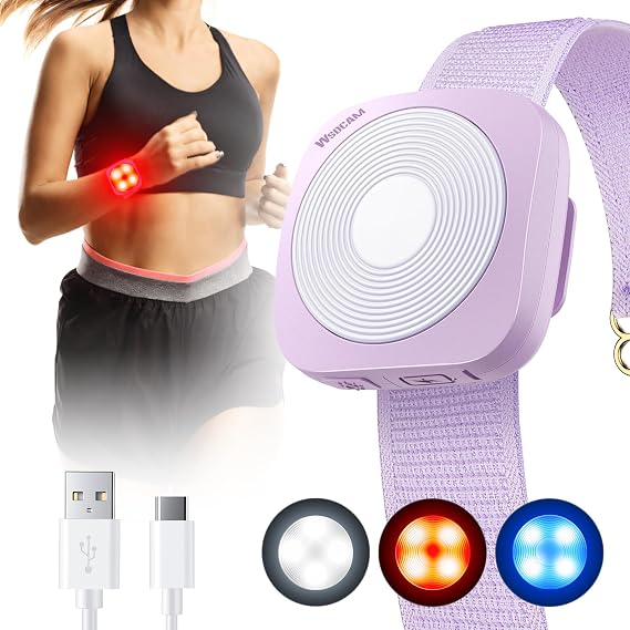 wsdcam Running Lights for Runners with 130dB Loud Safety Alarm, USB-C LED Safety Light for Night Walking/Jogging/Dog Walking/Cycling, Clip On Reflective Running Gear with 3 Adjustable Straps(Purple)