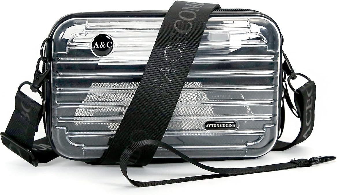 Mini Suitcase Crossbody Handbag for Unisex,Small Cell Phone Purse Hard Shell with Adjustable Strap