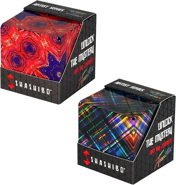 Shashibo DODECA Magnetic Puzzle Cube Bundle, Fire Goddes and Disco Plaid