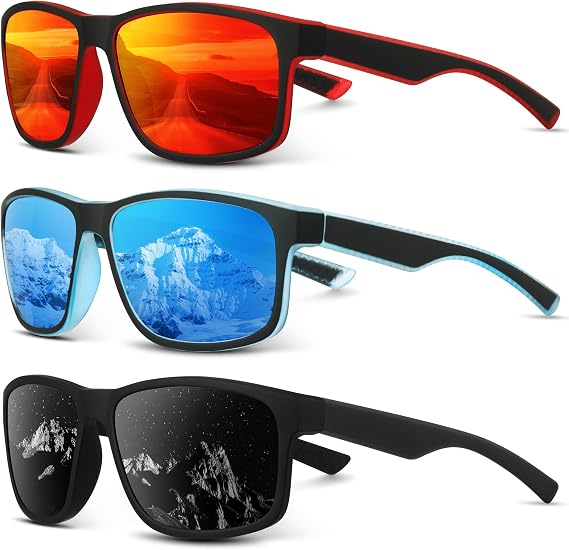 Square Polarized Sunglasses for Men and Women, Mens Sunglasses UV Protection with Lightweight Frame Sun Glasses