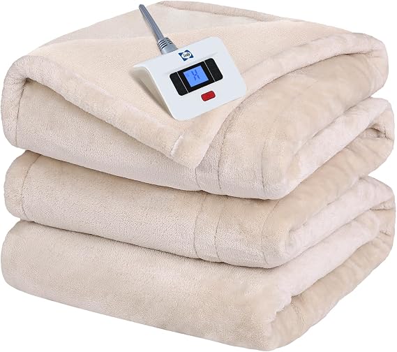 Sealy Heated Blanket Full Size Electric Auto Shutoff Flannel 80"x84", Beige