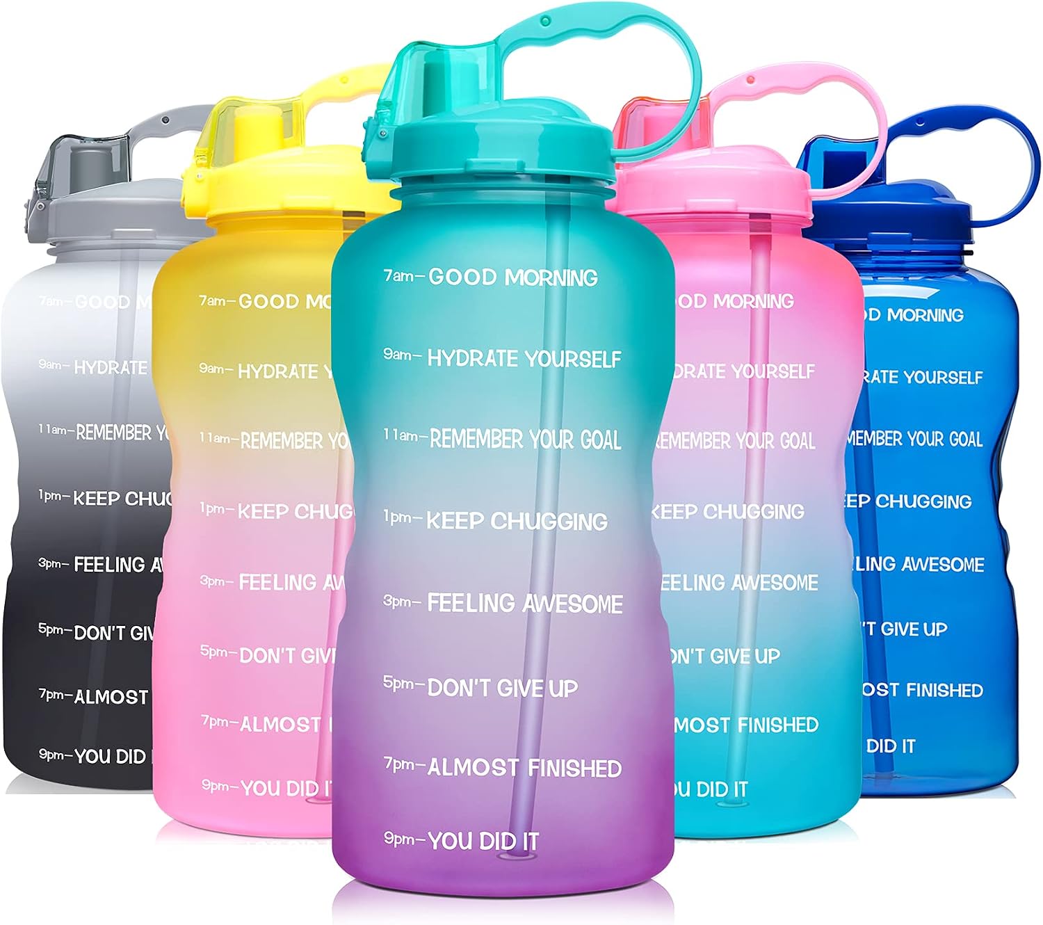 Venture Pal 64 OZ Water Bottle with Motivational Time Marker & Straw - Leakproof BPA Free Reusable Flip Top Water Bottle for Sports and Fitness Enthusiasts