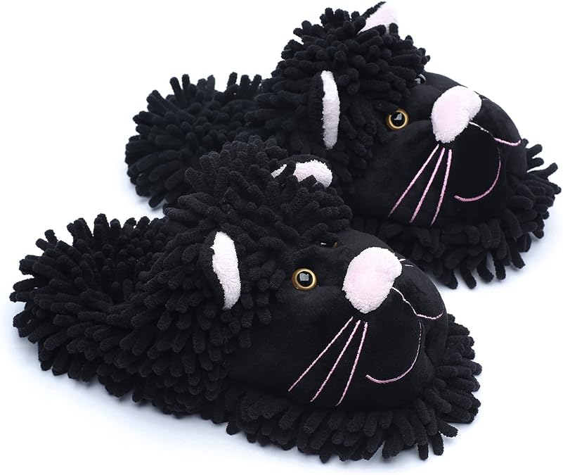 ofoot Womens & Childrens Cute Warm Fuzzy House Slippers Adult Furry Animal Shoes Non Slip Rubber Sole,Monkey Rabbit Koala Fox Owl Cat Lion Bunny Gorilla