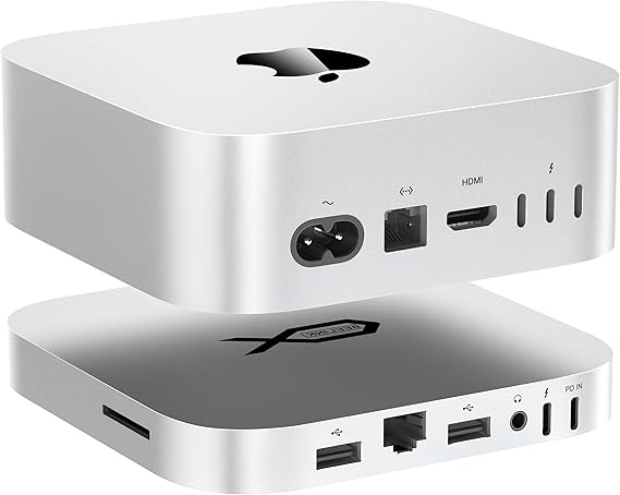 Mac mini M4 Dock, Beelink Mate Mini-A 80Gbps Docking Station, 2*M.2 PCIex2 SSD Slots, max 16TB Expansion, SD4.0 Card Slot, 2.5G LAN, 15W USB C PD3.0 Port, 2*USB A 5Gbps, 3.5mm Audio
