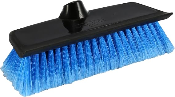 Unger Hydropower 10" Soft Brush with Squeegee, Blue | Water-fed soft bristle brush; integrated squeegee blade; compatible with HydroPower waterflow poles