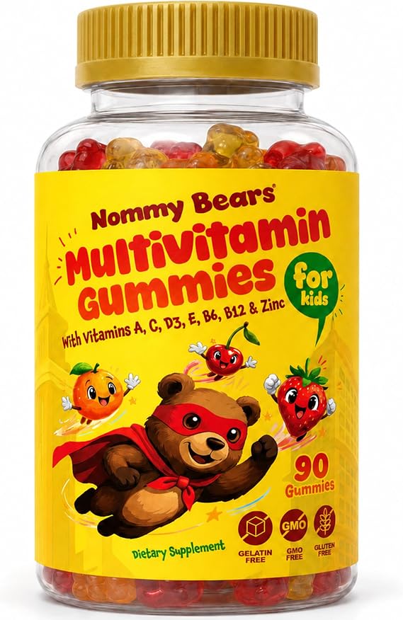 Kids Multivitamin Gummies, Halal Toddler Vitamins, Age 2+, 90ct | Immune Support, 11 Vitamins & Minerals A, C, D3, E, B6, B12, Zinc & Iodine, Gelatin Free, Gluten & Dairy Free, 45 Days Supply