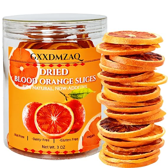 Drink Botanicals Blood Orange Slices - 3oz Pure Dehydrated Citrus Wheels | in Reusable Jar, No Added Sugar & Wheat-Free Garnish for Cocktails, Baking, Wreaths & Tea Infusions