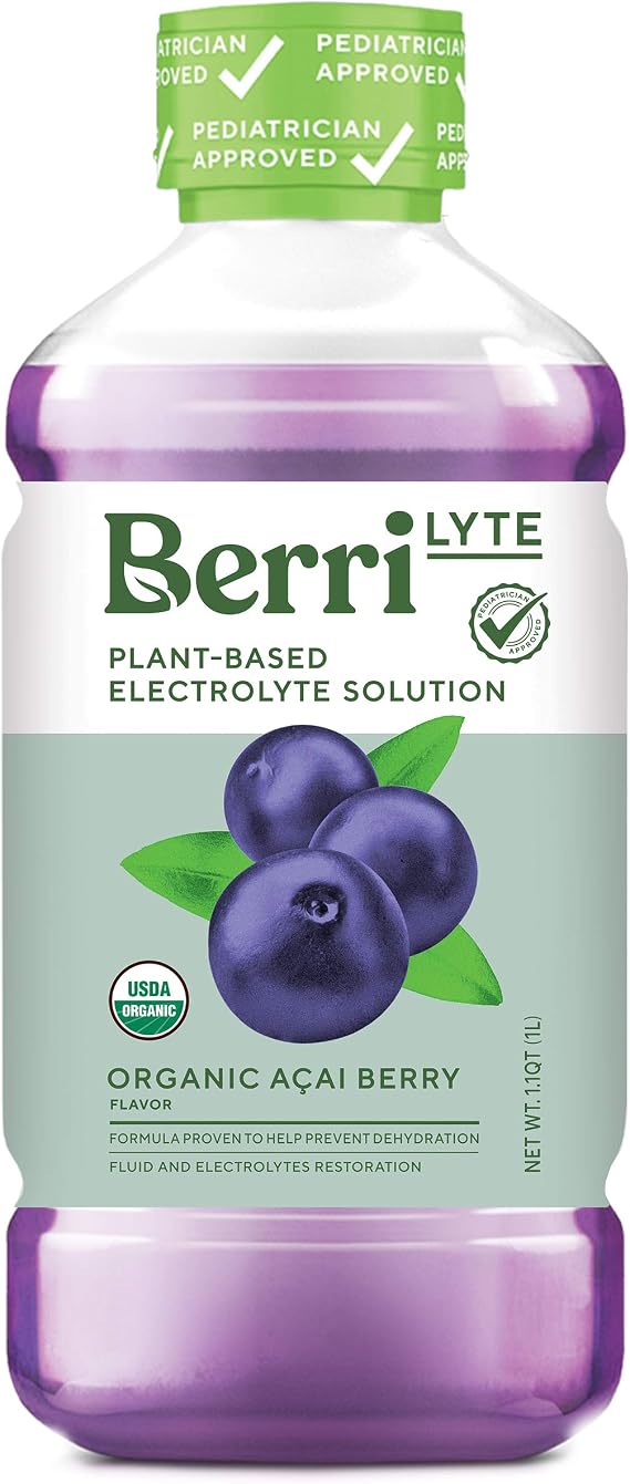 Berri Lyte Organic Acai Berry Electrolyte Solution, 1.1 QT