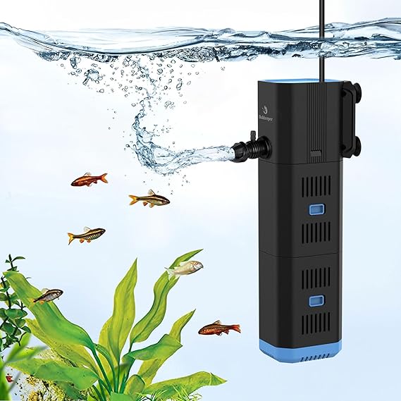fishkeeper Aquarium Filter for 10-50 Gallon Tank,132GPH Fish Tank Filter 6W Green Clean Machine Submersible Pump Filter for Green Water and Algae Clean,Submersible Internal Filter