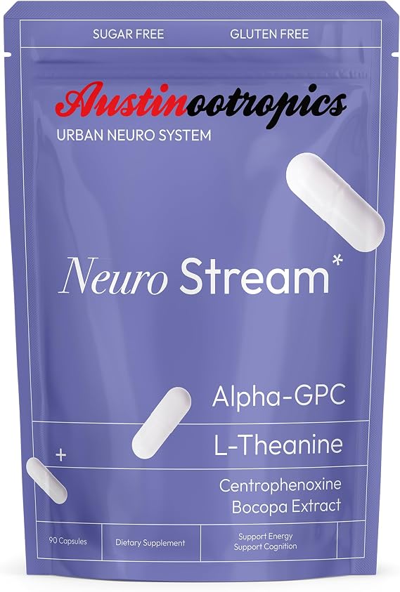 Neuro Stream Cognitive Enhancement Supplement, 90 Vegetarian Capsules, Brain Health Support, Memory and Focus Nootropic, GMP Certified, USA Made