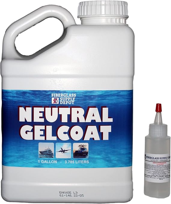 Fiberglass Supply Depot Neutral Gelcoat No Wax Gallon with 60cc Hardener (MEKP)