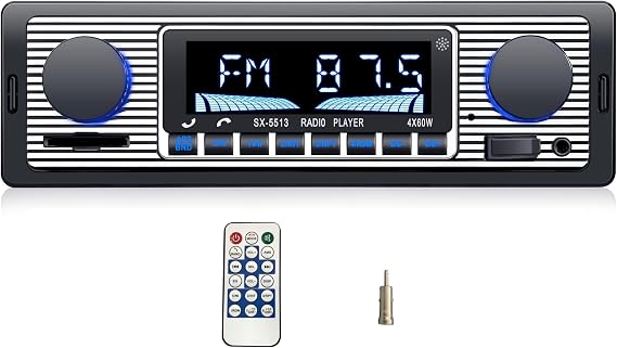 Retro Single Din Radio Bluetooth Hands Free FM MP3 for Drivers