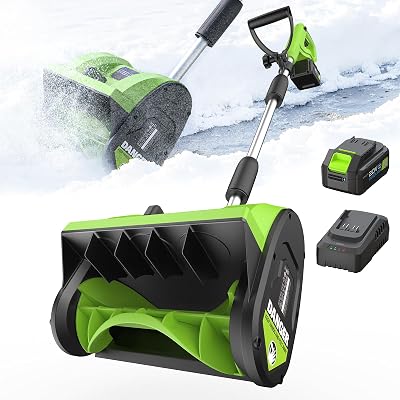STEELITE 21V Cordless Snow Shovel, 12.2 Electric Snow Shovel with Directional Plate, 4.0Ah Battery & Charger, 20FT Throw Distance, 300lbsmin Snow Removal, Lightweight 9.9lb for Driveway & Steps