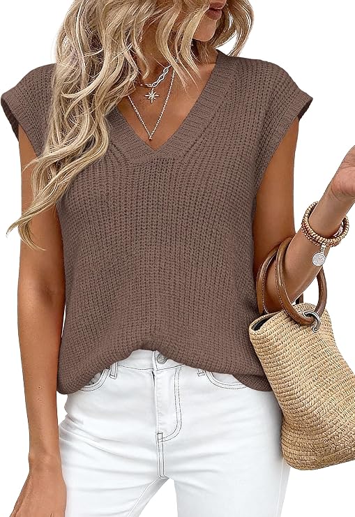 PRETTYGARDEN Women's Cap Sleeve Sweaters Vest Summer Tops