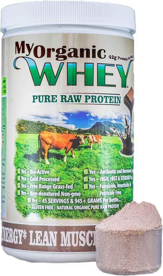 Organic Whey Protein Powder, Grass-Fed Non-GMO Cold Process Grade-A Milk rBST Hormone-Free Chocolate Protein Powder, No Preservative or Additives Pure Whey Protein (42g of Protein in Just 2 Scoops)