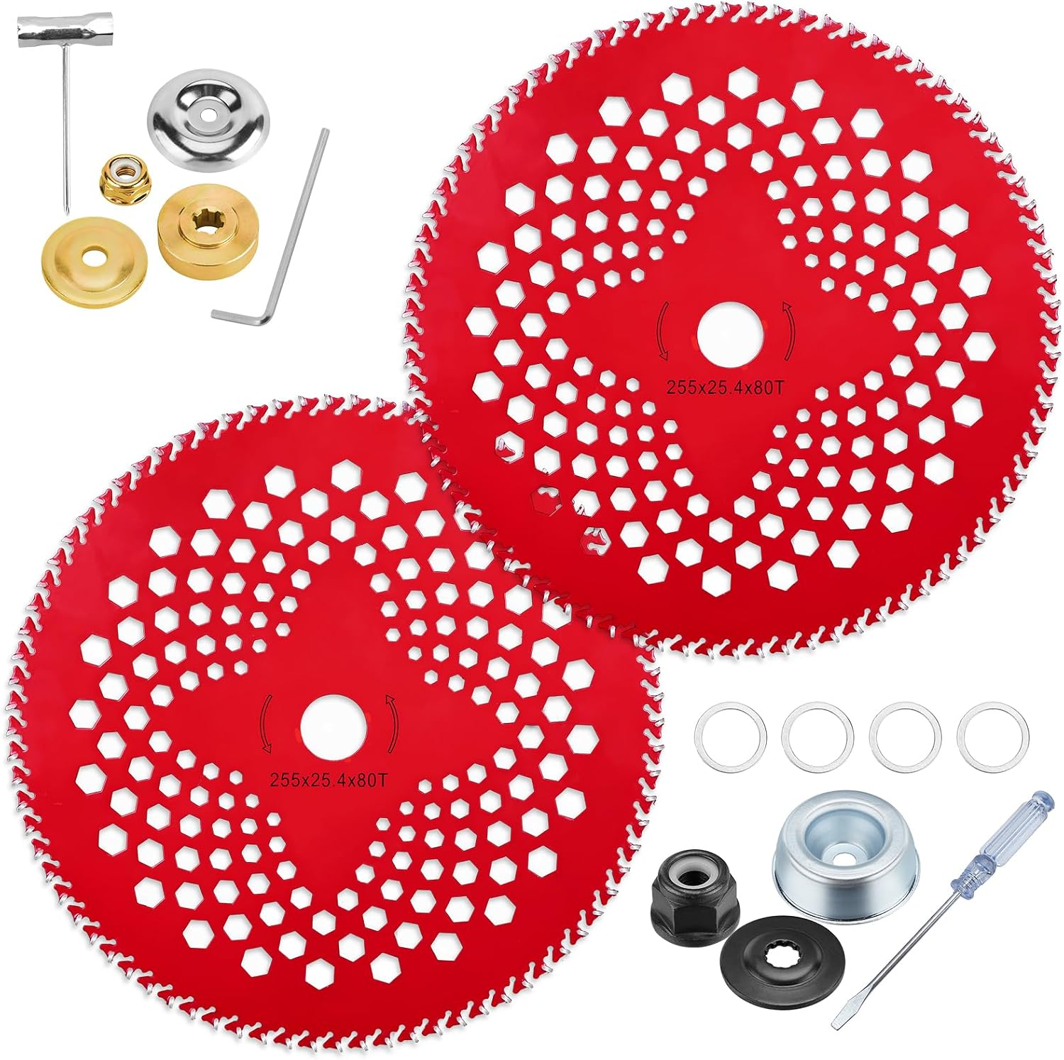 HK 2Pack 10 x80T Carbide Tip Brush Cutter Blades Weed Eater Blades for Brush Cutter, Trimmer, Weed Eater, Compatible with Husqvarna, Stihl, Fsx, and More