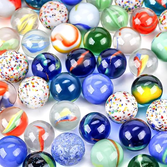 POPLAY 160PCS Glass Marbles, Marbles Game for Kids Crafts Colleting
