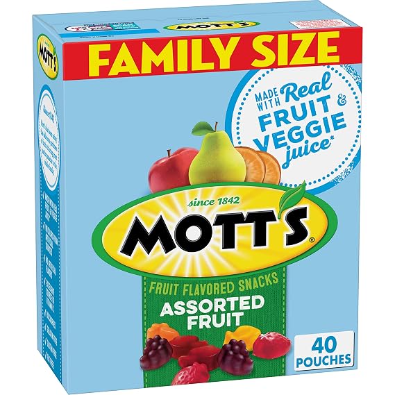 Mott's Assorted Fruit Flavored Snacks, Made with Real Fruit Puree (40 Pack)