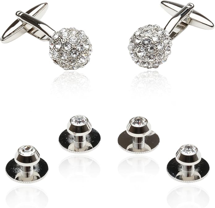 Cuff-Daddy Crystal Ball Cufflinks Studs with Presentation Box