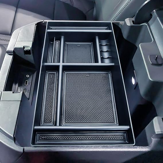 JKCOVER Center Console Organizer Tray Compatible with (2019-2024 2025) Chevy Silverado 1500/GMC Sierra 1500 and 2020-2025 Silverado/Sierra 2500/3500 HD - Full Console w/Bucket Seats ONLY,Black trim