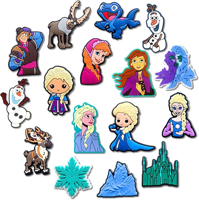 16Pcs Princess Shoe Charms for Croc Clogs Sandals Bracelet Wristband Slippers, Sorority Shoe Decoration Charms for Party Favor