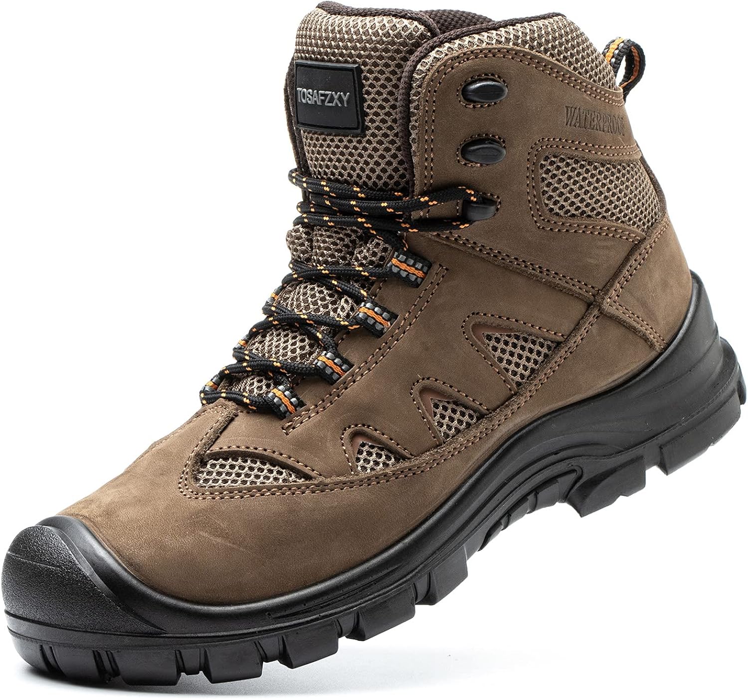 TOSAFZXY Work Boots for Men, 6 Inch Steel Toe Shoes Non-Slip WaterProof and Puncture Proof Safety Boots Outdoor Lightweight Men Work Shoes