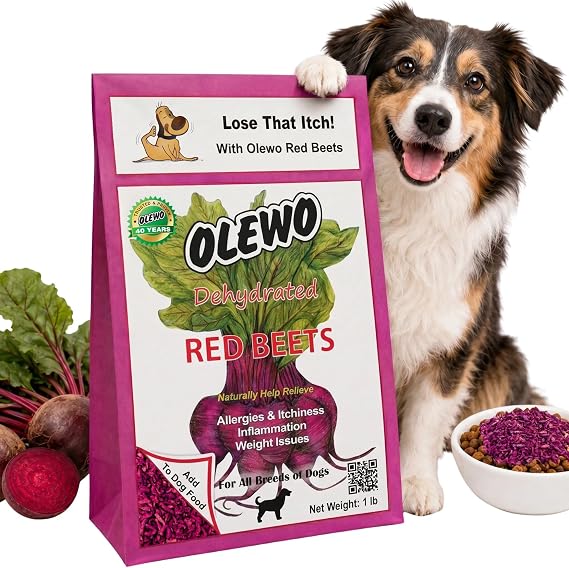 Olewo Red Beets Dog Food Topper for Dogs Skin & Coat Support, 1 lb | Real-food skin & coat support. Whole-food alternative to powders, blends & synthetic supplements. Made in Germany.