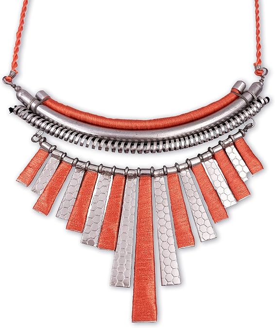 Classic Silver Dangling Bib Statement Necklace for Women