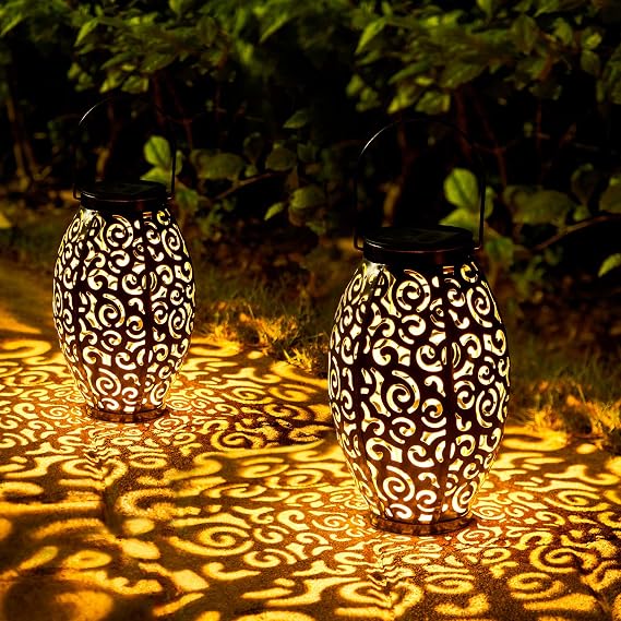 Solar Lanterns Outdoor Waterproof 2 Pack Solar Garden Lanterns Garden Decor